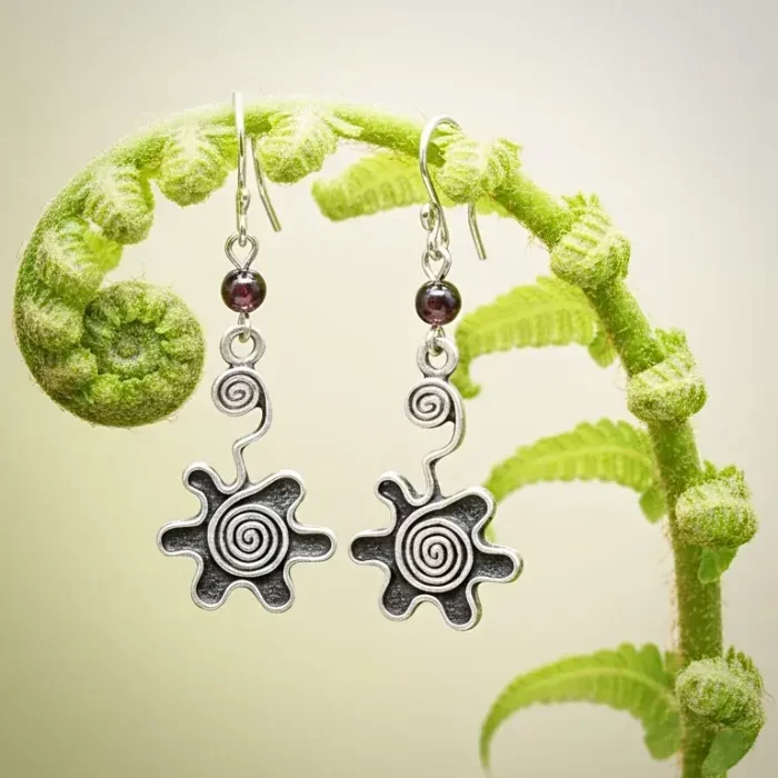 Aretes Espiral flor Larga