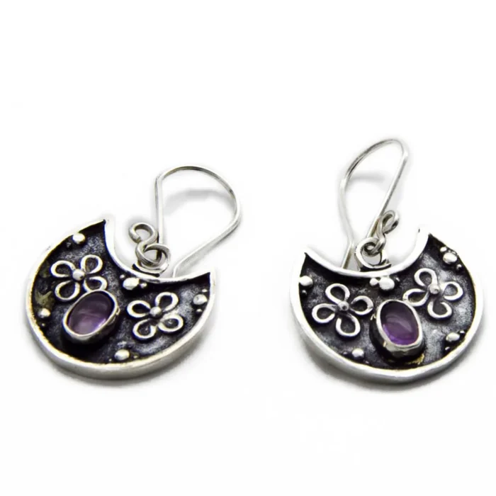 Aretes Hindú Luna con Piedra Engastada