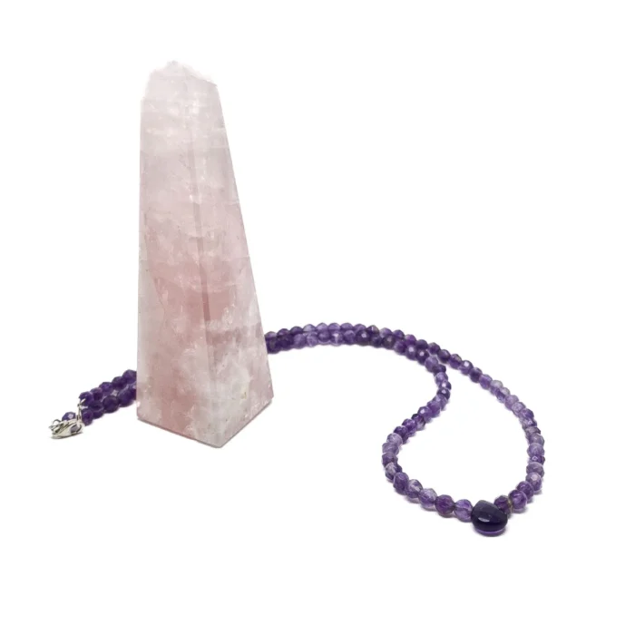 Collar Amatista Facetada y Gota