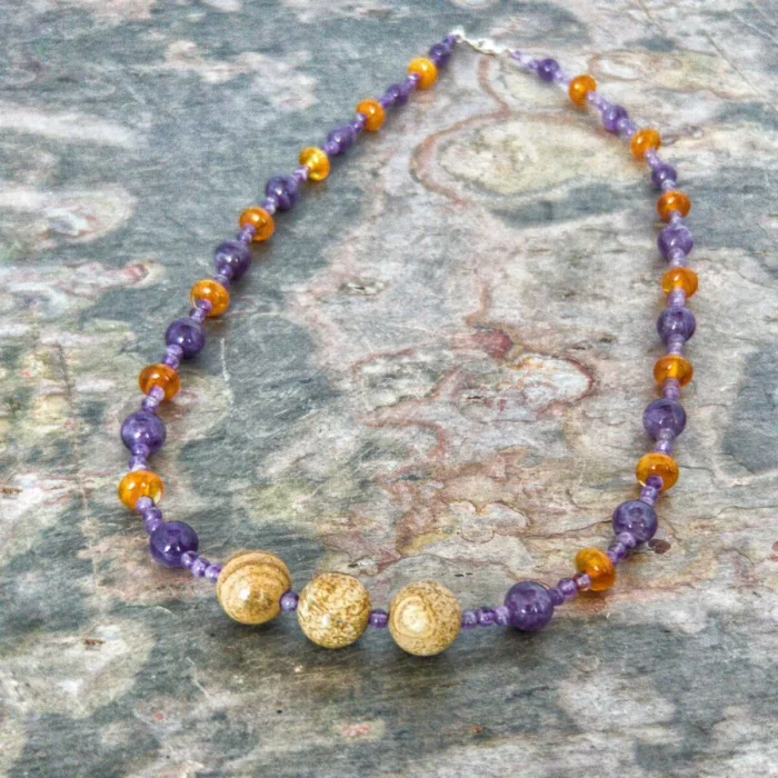 Collar Amatista Cornalinas y Jaspes