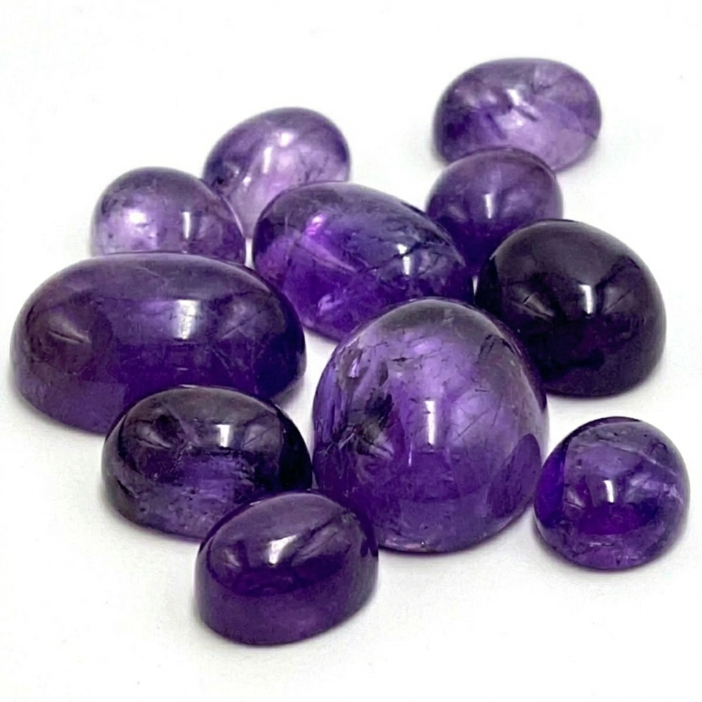 Amatistas pulidas en tonos violeta para joyería y decoración
